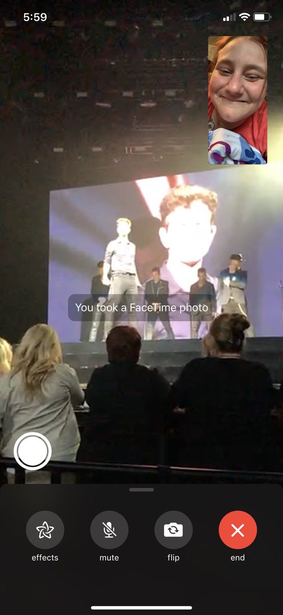 DarlaRae's tweet photo. My amazing friend FaceTimed me (tradition 🥰) so I could see @joeymcintyre  sing PDGG on the last night of @NKOTB  #MixTape . I also got to see @CrownTheEmpire  streamed playing #Mzry &amp; #WhatIAm acoustically . I am a happy woman ❤️#DontJudgeMe #ILOVEMUSIC https://t.co/jybyRXfnSN