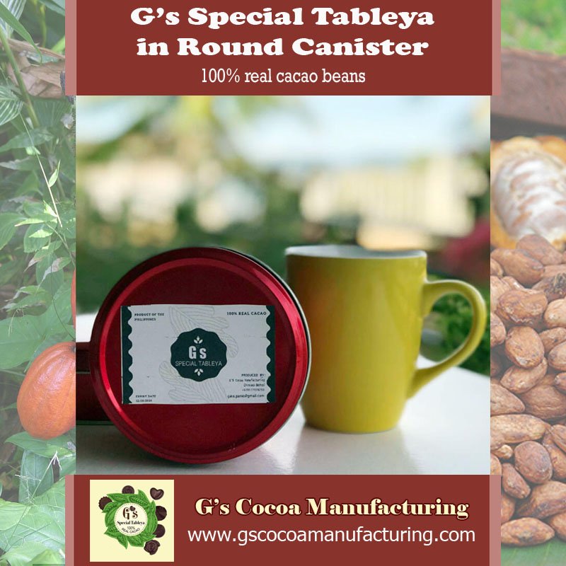 GsCocoaManufac1's tweet image. G's Special Tableya in round canister, use this tableya, unsweetened chocolate for your daily cravings of hot chocolate drink and champorado. #cacao #tableya #gscocomanufacturing #gspuretablye #bohol bit.ly/2ZKU1Cv