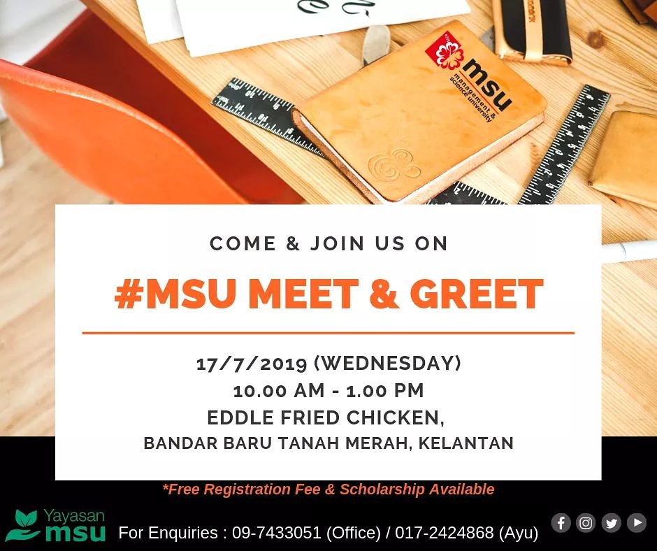 jebatlaila's tweet photo. Calling for all SPM & STPM leavers around Tanah Merah.
Meet MSU Team at the following location to have a coffee talk with our academic counselor. See you there!
#go2MSU🌺
#msu4life
#spm18
#stpm18
#tanahmerah
___________
For more info:
📲https://t.co/saVK7nBojy https://t.co/Cp1ejJ784m
