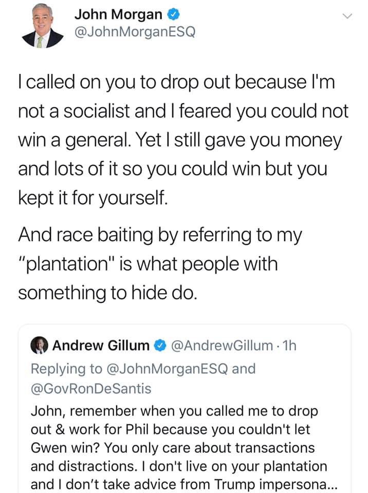 santiagoavilajr's tweet photo. @AndrewGillum @JohnMorganESQ is right! You are a fraud and love the race baiting! 3.6 million black kids in poverty! Why do you choose illegal aliens 1st? Where was your outrange when @BarackObama was President? Sorry but this Hispanic wants #America1st! @realDonaldTrump 2020! https://t.co/kq0bRF1XAU