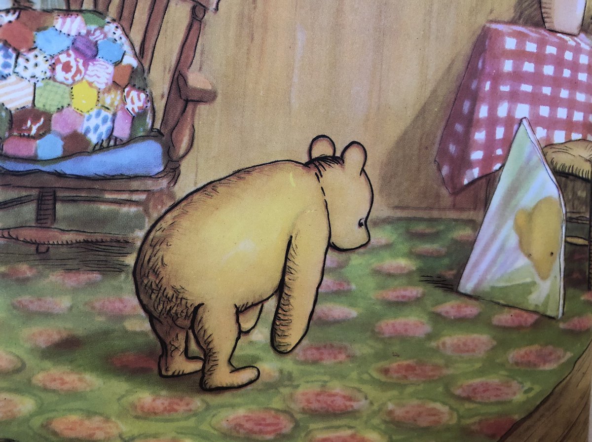 A_AMilne's tweet photo. Pooh had made up a little hum that morning, as he was doing his Stoutness Exercises in front of the glass: TRA-LA-LA, TRA-LA-LA, as he stretched up as high as he could go, and then TRA-LA-LA, TRA-LA - OH HELP! - LA, as he tried to reach his toes. ~A.A.Milne #MondayMotivation https://t.co/wxRsyO17jw