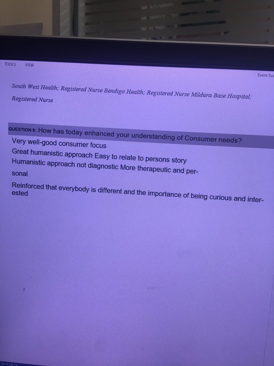 NWMHgrads's tweet image. Positive participant feedback from suicide reduction: a humanistic approach workshop. Thx to our colleagues @WesternCluster for supporting suicide prevention across metro, regional &amp;amp; rural areas of Melbourne 
#ConsumerFocused 
#HumanisticApproach