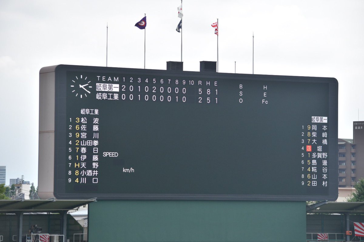 89sg0308's tweet photo. 全国高校野球選手権大会

岐阜県大会

長良川球場
岐阜第一 vs 岐阜工業

第2試合終了 5 - 2

岐阜第一の勝利 https://t.co/0b9HBxyPTl