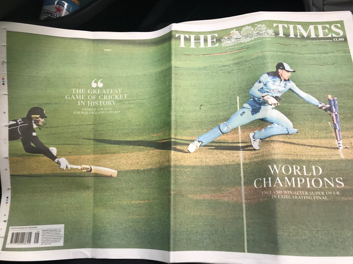 thewinningcio's tweet image. Thanks ⁦@thetimes⁩, it wasn’t a dream after all!! #CWC19Final #WorldChampions #greatcover