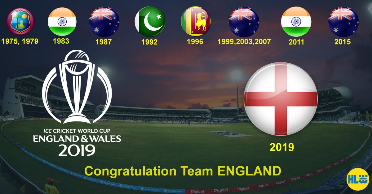 hlwcabservices's tweet photo. #CWC2019 England won the ICC Cricket🏏 world cup 🏆by the virtue of hitting boundaries in “Super Over”. Both #England and #NewZealand are the winning team.
#CWCFinal2019 #ENGvsNZ #ICCCricketWorldCup #BestWishestoWinningTeam #HLWCabService https://t.co/V0h4PMH2td