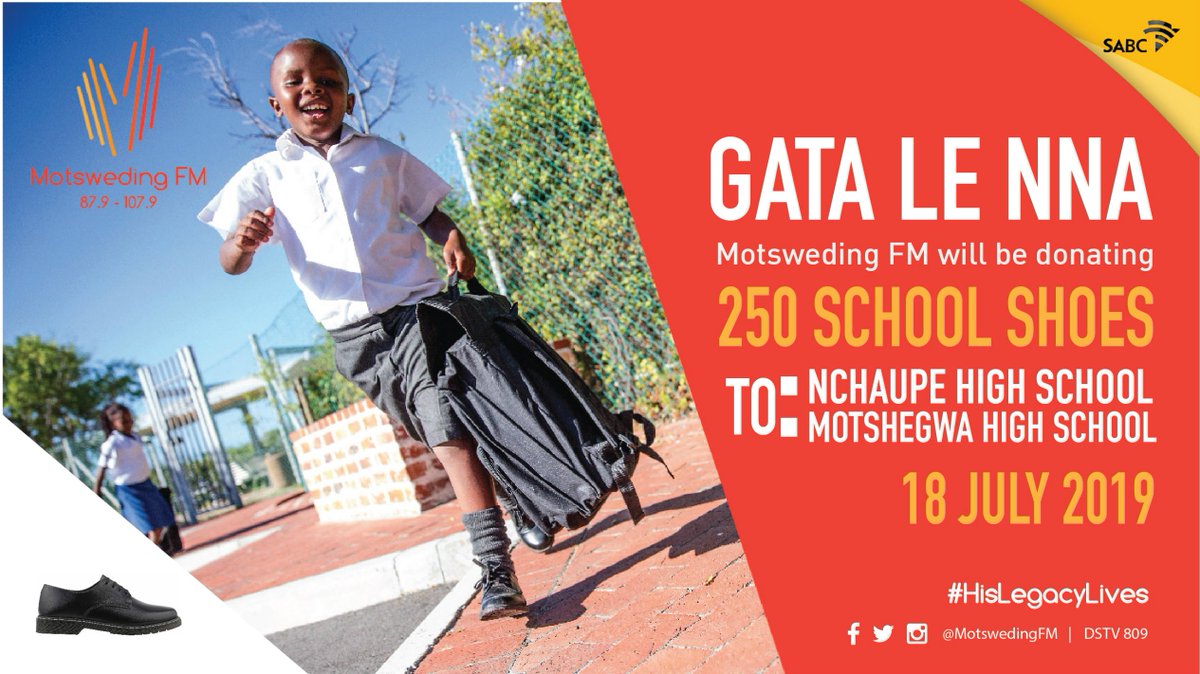 motswedingfm's tweet photo. Re tsweletsa letsholo la rona la #GataLeNna ka go neelana ka ditlhako ko Nchaupe High School &amp; Motshegwa High School

#HisLegacyLives https://t.co/1I2v2EnnYP