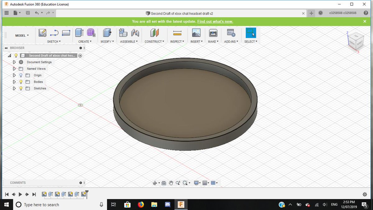 NickAGBruce's tweet photo. Been working on the 2nd draft of the #Xbox Modded Chat Headset cover with new changes to the model and more precise measurements to fit the existing headset better. I'm leaning towards a single object instead of 2 separate objects to print. π #CochlearHeadset #accessibility https://t.co/apyNhA1m8B