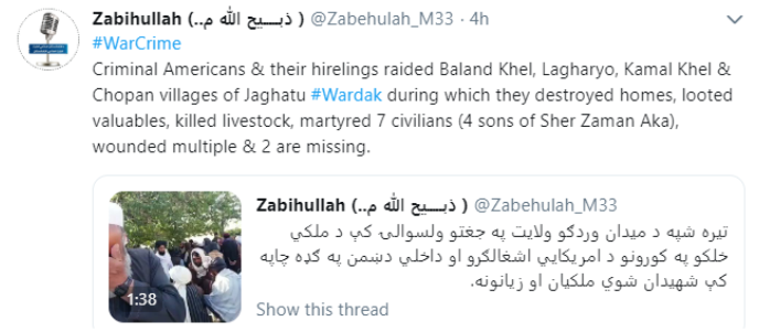 gowharbegom's tweet photo. a total lie from #ISIslave #PakistanSlave #talibanLeaders who orders their militants "TO KILL ANYONE YOU SEE" Now makes another lie. all the dead r #taliban #RedUnit. #TanksANDSF for killing these evils. we want you to kill more to them like #Gen Dostom. #talibanLies https://t.co/aVqA7Rksu1