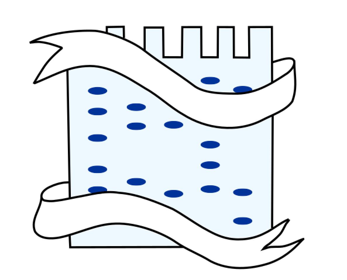 A blue protein gel with a white banner wrapped around it.