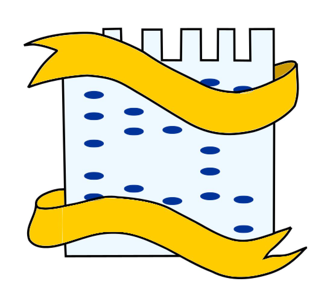 A blue protein gel with a yellow banner wrapped around it.