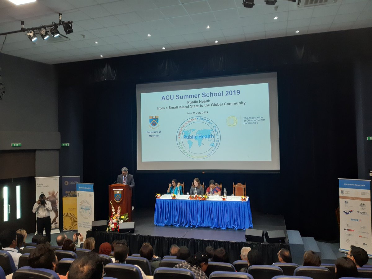 The_ACU's tweet photo. And we're off! Day 1 of #ACUSummer2019 is beginning with introductions from Prof Danjay Dhurry VC of @University_MU 

"The choice of the theme #publichealth is of major interest worldwide... #SDG3 is about ensuring healthy lives and promoting wellbeing for all at all ages" https://t.co/FWhz73tVbP
