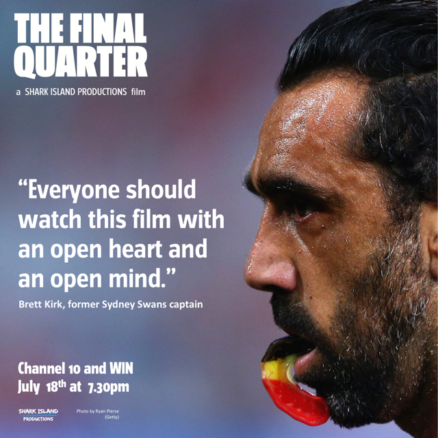 .<a href="/TheFinalQtr/">The Final Quarter Film</a> airs tonight on <a href="/Channel10AU/">Channel 10</a> and <a href="/WIN_TV/">Win TV</a>. We encourage everyone to see the documentary and use it as an opportunity for learning and growth.