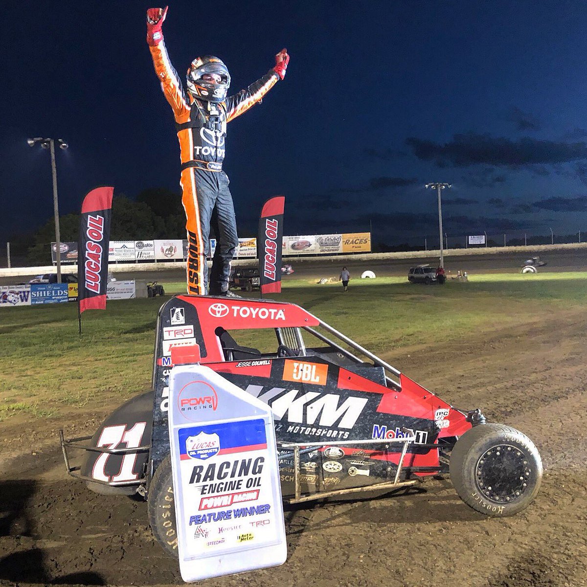 JesseColwell1's tweet photo. So pumped to get my first National Midget Win with POWRi! Can’t thank @KKM_67 and @ToyotaRacing enough for this incredible opportunity. https://t.co/7tQwKcF7jP