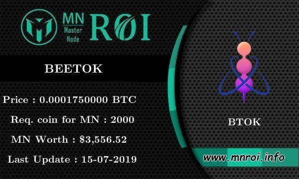 mnroi_info's tweet photo. BEETOK (BTOK) has been added on Our Platform https://t.co/vdharGcsXo.

Check @Beetok1 on https://t.co/ubMNdWLmbR

#BEETOK #BTOK #BEETOK #mnroi #Crypto #MasternodeMonitoring #Cryptocurrency #masternode #MNNotification https://t.co/l5NUGclvoY