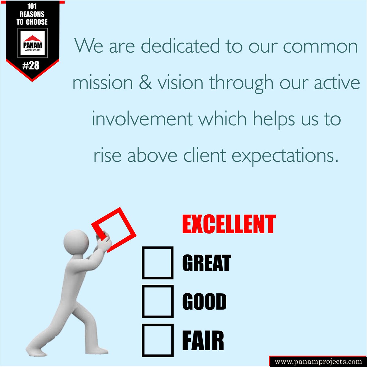 PanamProjects's tweet image. Here comes Reason #28 to choose Panam Projects- "We are dedicated to our common mission &amp;amp; vision through our active involvement, which helps us to rise above client expectations"
panamprojects.com
#reason #PanamProjects #modular #officechair #modularofficefurniture #interio