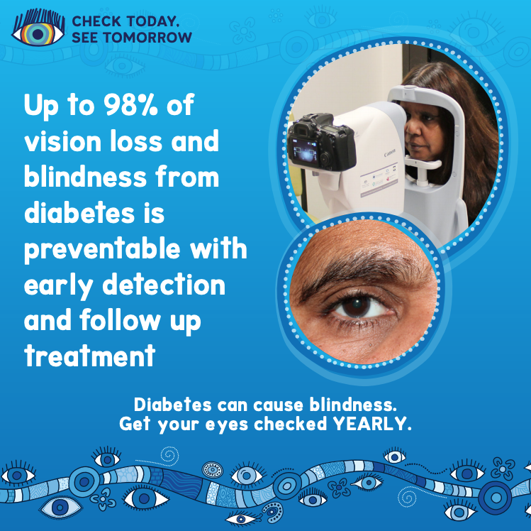 IEHU_UniMelb's tweet photo. This week is National Diabetes Week (14-20 July 2019) - a great reminder for Aboriginal & Torres Strait Islander Australians living with diabetes to have their yearly eye check 👁 ✔️
#CheckTodaySeeTomorrow #NationalDiabetesWeek @DiabetesAus https://t.co/PuhwEcPGFG