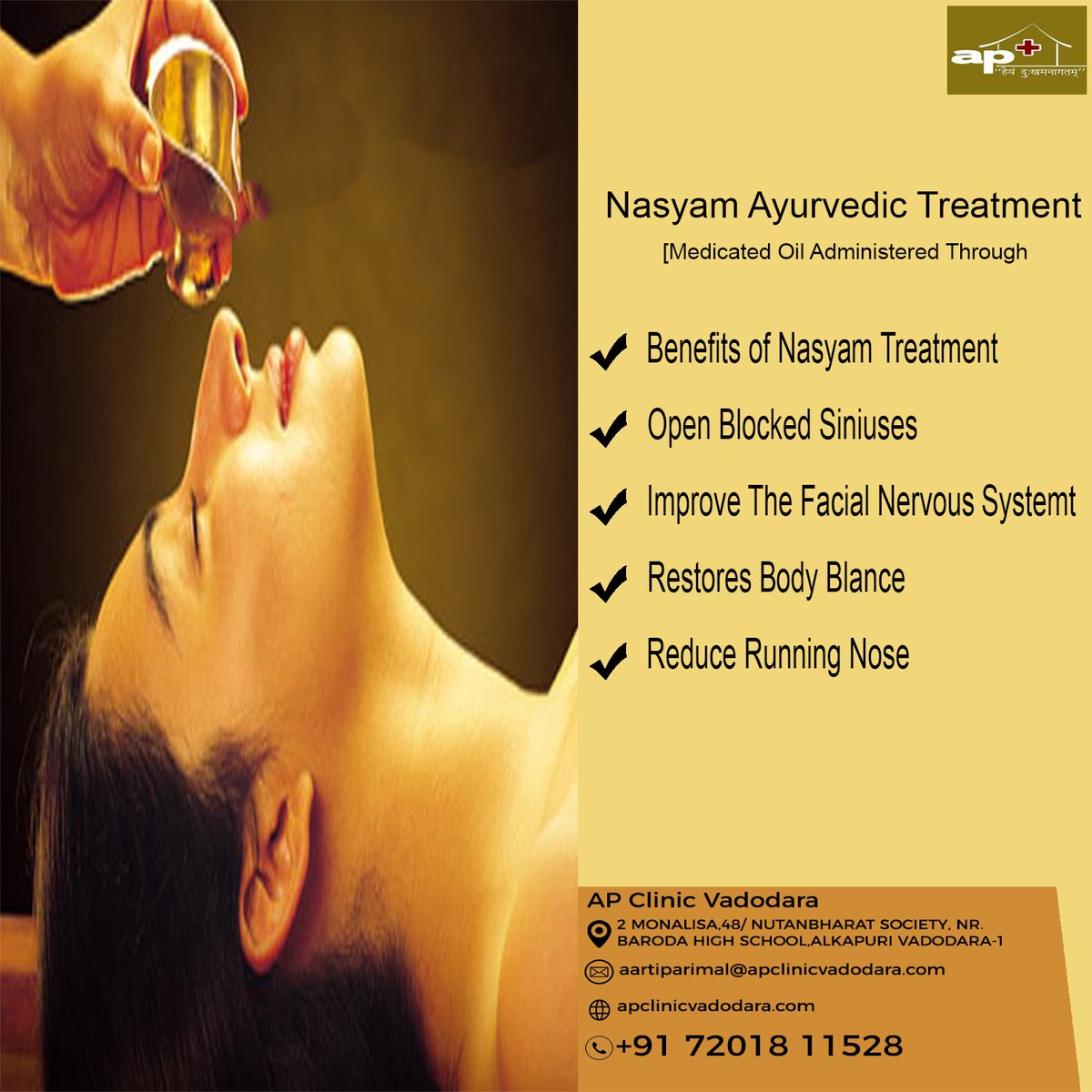aartiparimal's tweet photo. Nasyam Treatment: The Amazing Ayurvedic Therapy to Clean your Sinus!!!
https://t.co/xxbYQ41JO1
#NasyamAyurvedicTreatments #Nasyam #NasyamTreatments #OpenBlockedSinuses #RestoresBodyBalance #RunningNose #APClinicTreatments #APClinicTherapy #APClinic #APClinicVadodara https://t.co/ERUTjdyZSq