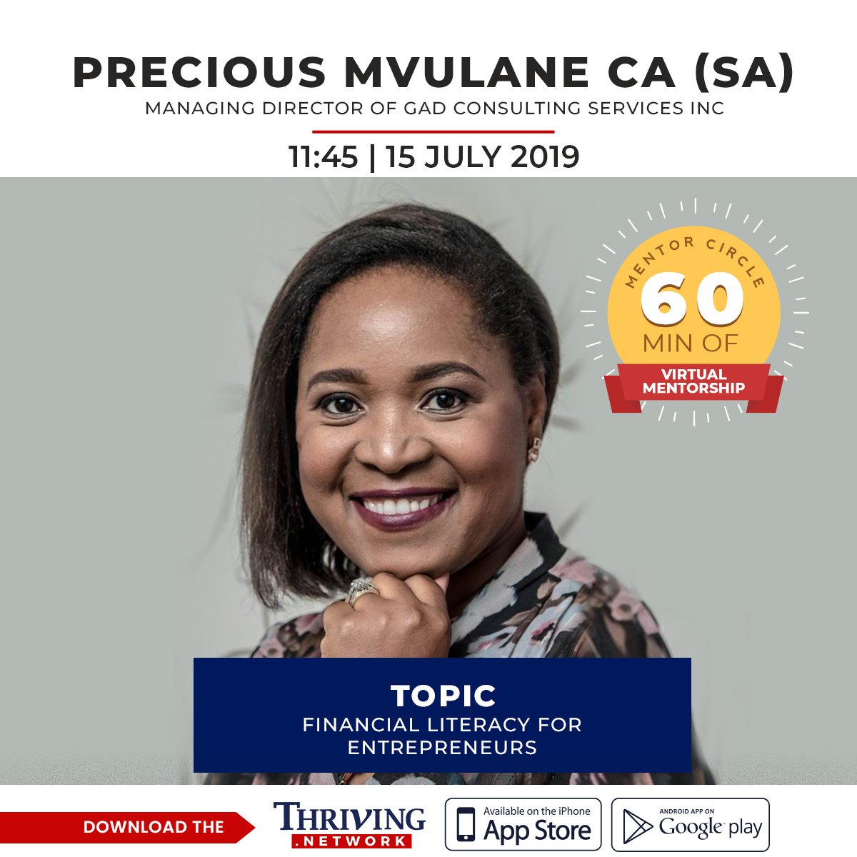 ThrivingNet's tweet photo. Need #Funding want to understand your business finances Join @PreciousMvulane for #FundingReadiness and Compliance Session today on #ThrivingNetwork App, Download the App to be part of the discussion https://t.co/JEfOUM4c38