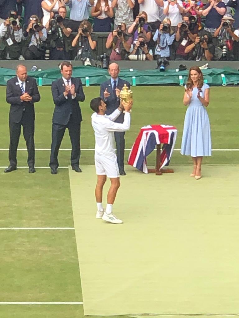 Epic final match at Wimbledon!! One for the history books. Amazing experience!  Two of the best competing to the end! #Wimbledon2019 #DjokovicFederer #alwaysafedererfan