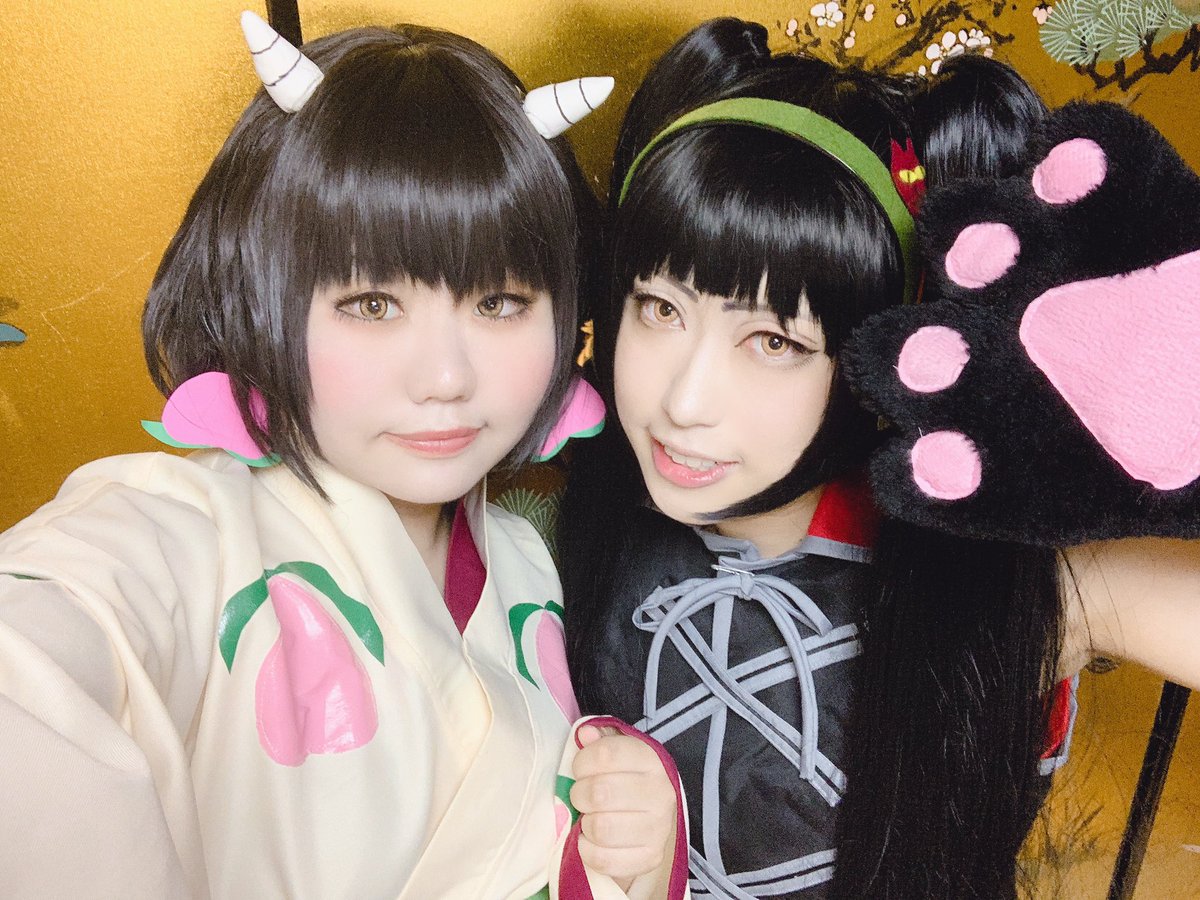 那乃夏 鬼灯の冷徹併せでピーチマキちゃんしてる マキミキかわいい 今は白澤と鬼灯様が撮影してる