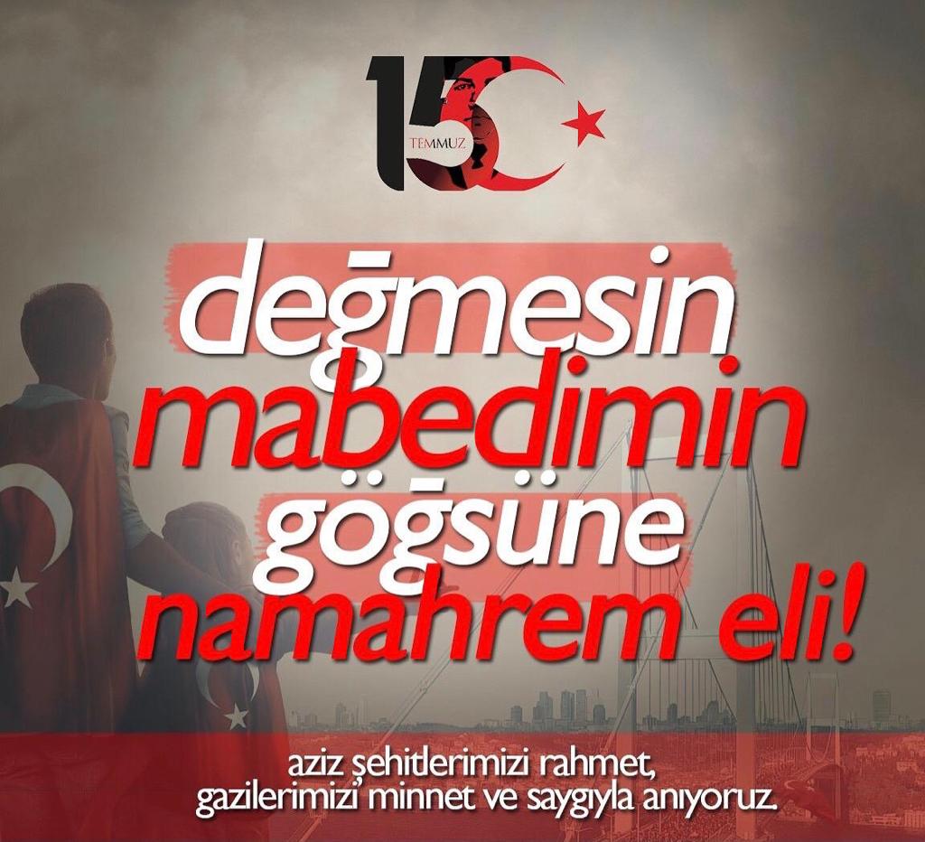 Ey şehîd oğlu şehîd, isteme benden makber,
Sana âgûşunu açmış duruyor Peygamber.

Şehitlerimizi rahmet, minnet ve şükranla anıyoruz. Gazilerimize sağlıklı bir ömür diliyoruz.
#15Temmuz
#15TemmuzdaOrdaydım