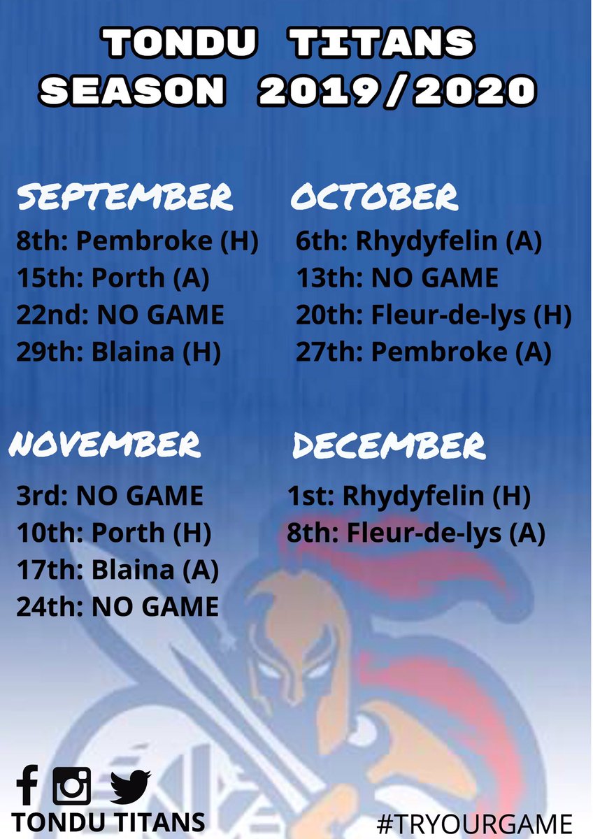 tondu_titans's tweet photo. Fixtures are out 🚨
Come and support the women in their first league season 🙌🏻🔵🔴
@GEMSportNews @waleswomenrugby @WRU_Community @WaterWheelers https://t.co/uMW25gTYKh