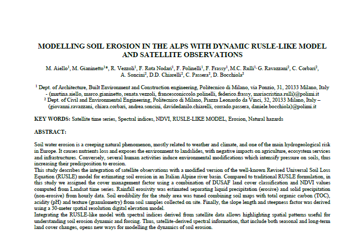 ProgettoHERASE's tweet photo. Our #paper "Modelling soil erosion in the alps with dynamic RUSLE-like model and satellite observations" has been published by @ait_italiana in the first Volume of Trends in #Earth #Observation entitled "Earth observation advancements in a changing world"!
https://t.co/KUsC4CP8d5 https://t.co/4YXmXH6YTr