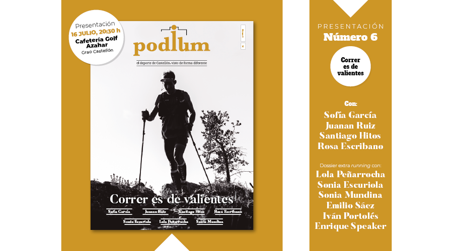 PodiumCastellon's tweet photo. Ya queda menos para conocer el número del año ⏳📰 para todos los #runners de #Castellón. El nº 6 de #Podium llega repleto de interesantes contenidos. 👀 Seguro que si le echas un vistazo, mañana vienes a la #presentación: 20:30 h, cafetería Golf Azahar (@HotelGolfPlaya). #correr https://t.co/hXWLDlooid