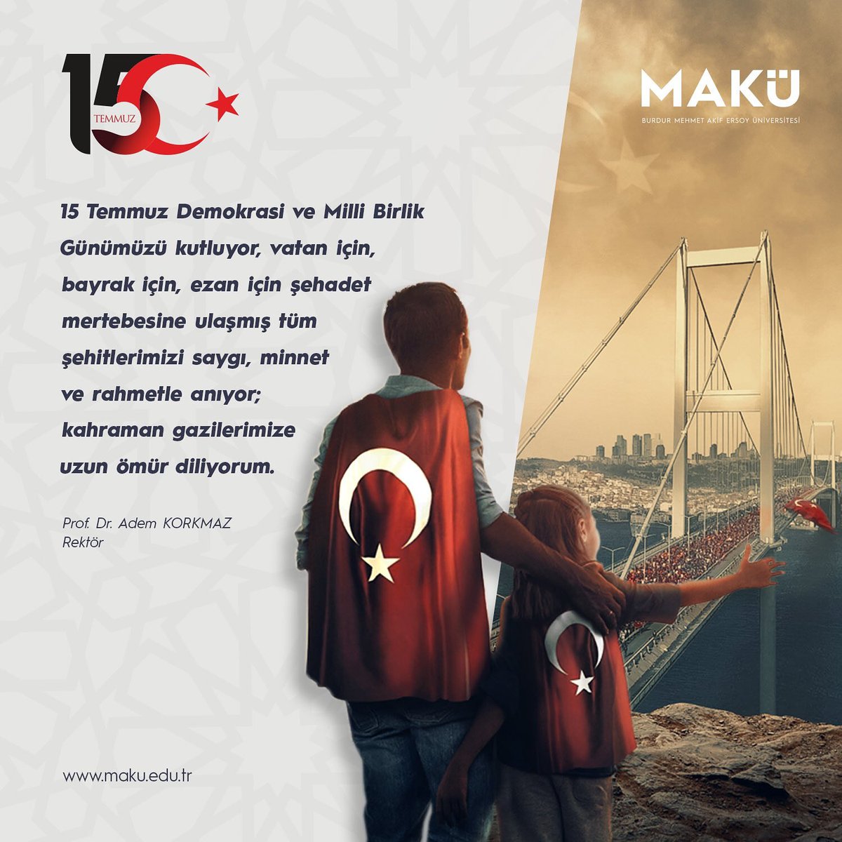 Biz; “Evladım anasız büyür de vatansız büyüyemez!" diyen 
Nene Hatun'un torunlarıyız.
Vatan "Gel!" dedi mi sonu ölüm de olsa gideriz.
 #15temmuzdestanı #makü