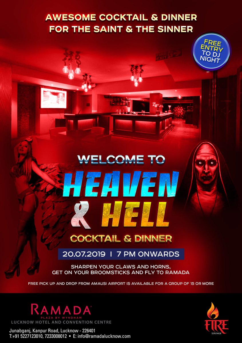 ramadalucknow's tweet photo. This Saturday, #Lucknow will witness the biggest #Cocktails & #Dinner party the city has ever seen, at @ramadalucknow 's #FireLounge . With foot-stomping music by #DJJohn, the best cocktails & buffet spread - this is everything you needed to let your hair down in a #weekend. https://t.co/VTc3H5PghY