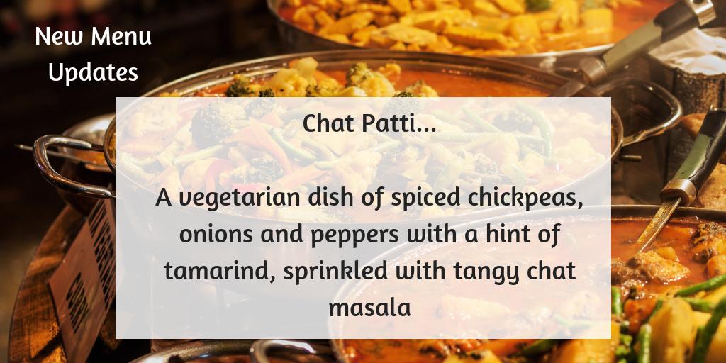 Ok, here`s one of our new additions we have added to the Starters Menu... Chat Patti...a vegetarian dish of spiced chickpeas, onions and peppers with a hint of tamarind, sprinkled with tangy chat masala. Tempted? #IndianFood #Norwich