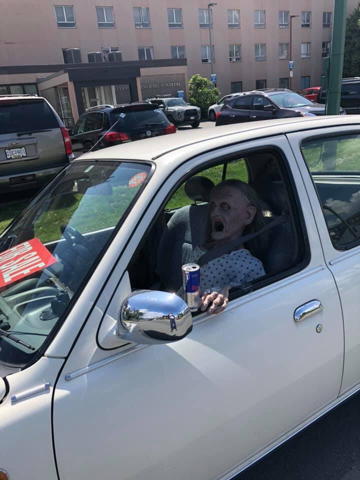 This was parked in front of the hospital in #Chilliwack today. #callronada #nothalloween #thisistheWACK <a href="/redbull/">Red Bull</a>