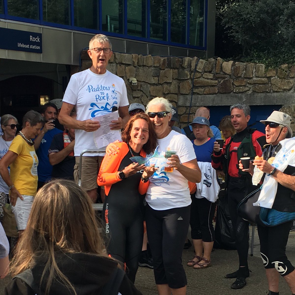 jodownsglass's tweet photo. Congrats to Team Jo Downs at the Padstow to Rock swim yesterday evening and to everyone who took part, amazing effort π for such a fantastic cause. Next challenge #jdjogle John Oβ Groats to Lands End on a tandem!! #challenge #fundraising #jodowns #mariecurie #padstowtorock https://t.co/Au3CreLlw2
