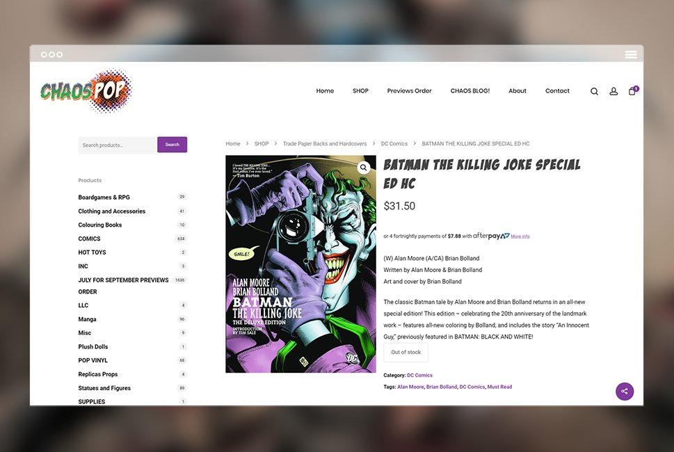 Go_Modern's tweet photo. I had the pleasure of working with the team behind Perth's newest comic book and pop culture shop - @chaospopculture . Check out the site via https://t.co/FqqQhqseCT 💥
#comics #popculture #dc #marvel #webdesigner #perthcreatives #designer #design #freelance #work #website https://t.co/q3gF50YtrM