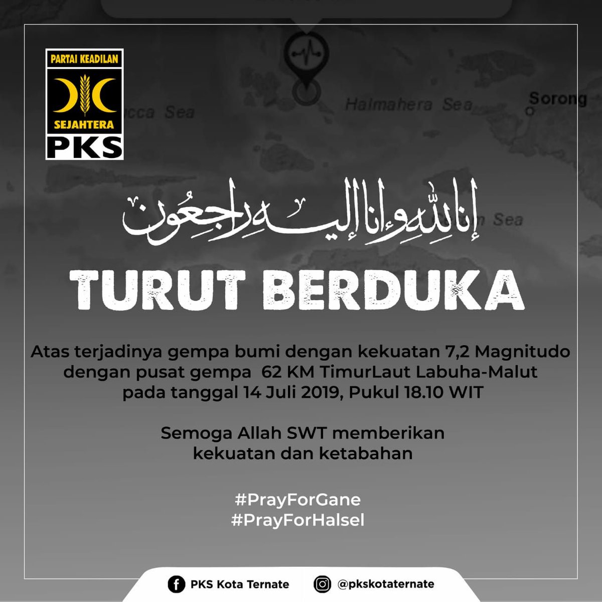 MardaniAliSera's tweet photo. Turut berduka cita atas terjadinya gempa 7.2 di Gane Halmahera.
#PrayforGane
#PrayForHalsel https://t.co/LLyjfYINWz
