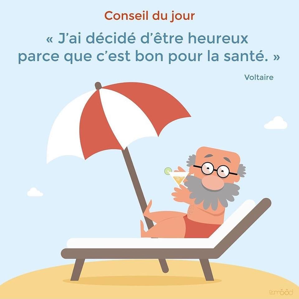[ CONSEIL DU JOUR ] 

Aujourd'hui Dr. Mood vous prescrit une bonne dose de bonheur, à renouveler tous les jours de votre vie ! ☀️