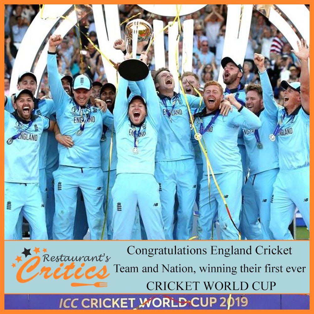 Rescritics's tweet image. Congratulations England Cricket Team and Nation, for winning their first-ever Cricket World Cup.

#CWC19 #UK #EnglandCricketTeam #RestaurantsCritics