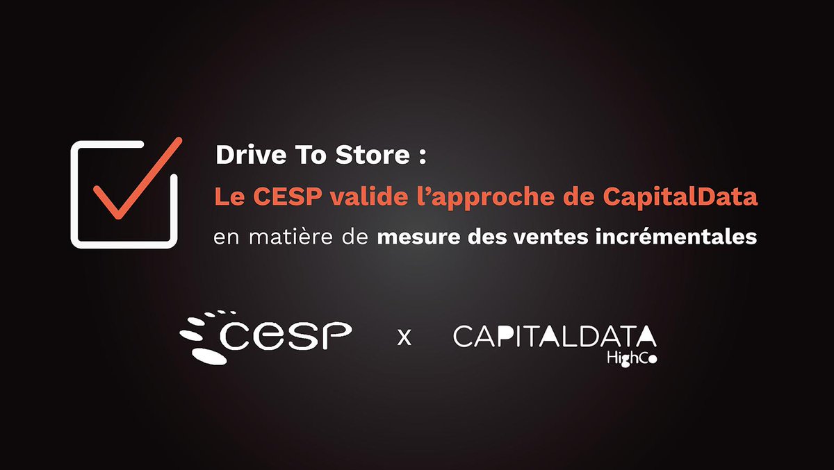 CapitalDataFR's tweet photo. Heureux de vous annoncer que le CESP (Centre d'Etude des Supports de la Publicité) valide l'approche de @CapitalData (@HighCoGroup) en matière de mesure des ventes incrémentales !
Pour un DriveToStore toujours plus efficace et plus fiable...

👉 https://t.co/ABMk71KmNC https://t.co/Wxmqs9tVMR