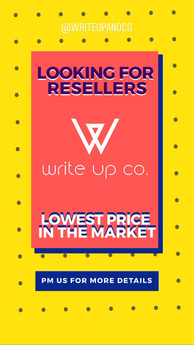 WriteupCo's tweet photo. LOOKING FOR RESELLERS!!! https://t.co/xhIFYHKzjU