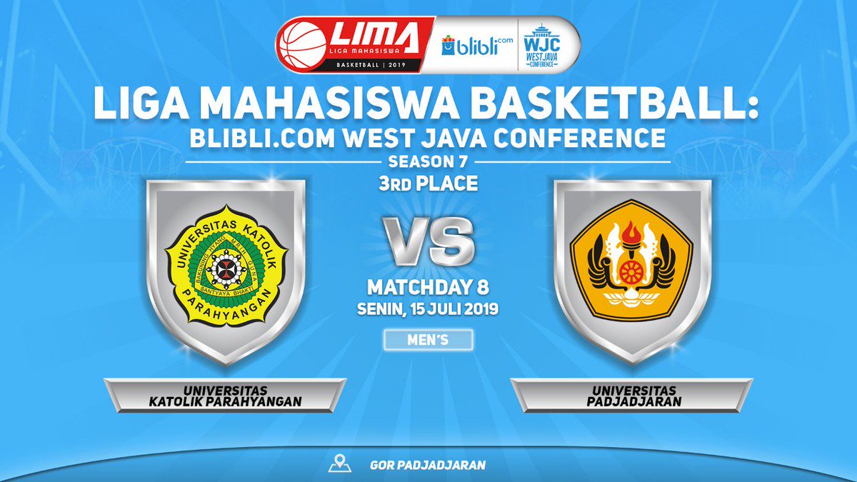 [Next] Perebutan juara tiga Putra LIMA Basketball: Blibli.com West Java Conference Season 7 UNPAR VS UNPAD
<a href="/McDonalds_ID/">McDonald's Indonesia</a> <a href="/tiket/">tiket.com</a> <a href="/bliblidotcom/">Blibli</a> <a href="/kaskus/">KASKUS</a> <a href="/Bolalob/">Bolalob.com</a> <a href="/primawaterID/">Air Mineral Prim-a</a> <a href="/infokost/">Infokost</a>
#LIMABasketball #LigaMahasiswa #AwalMasaDepan #lookingforwardtoit