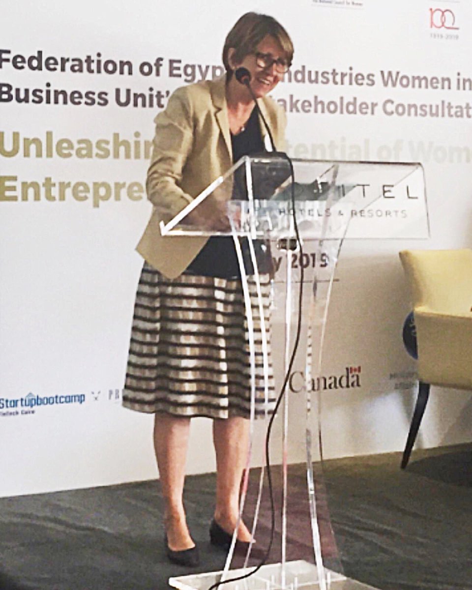 FinlandinEgypt's tweet photo. “It is not only about creating a conducive work environment for women. Women need to feel empowered in order to claim their place in the world of work and society in general.”  Ambassador Kansikas-Debraise @ILOCairo @ncwegypt #4WEDinEGY #womenempowerment #entrepreneurship https://t.co/0h1sN8aii2