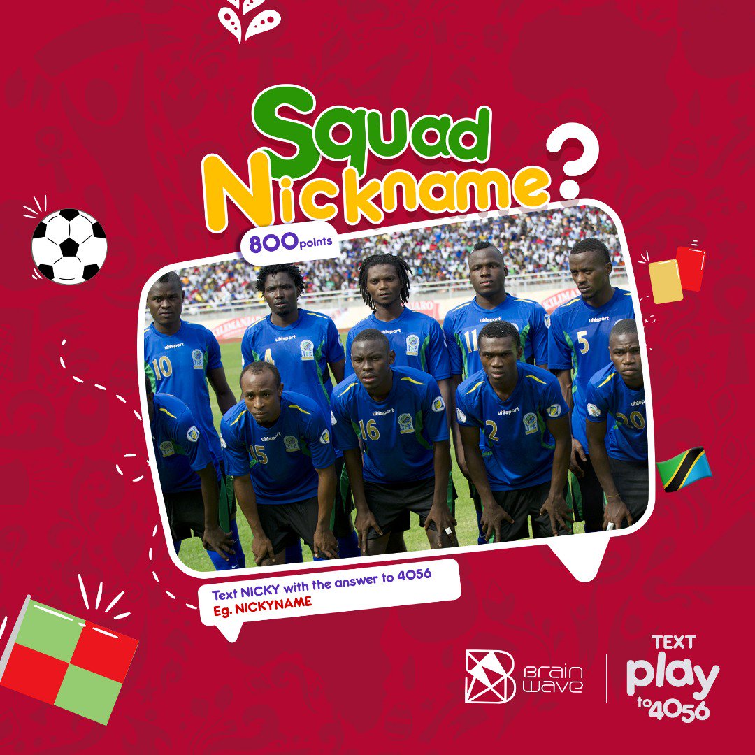 brainwavegh's tweet photo. Black Stars is to Ghana as The Elephants is to Ivory Coast. Whatβs this squadβs nickname? Text NICKY with the answer (Example: NICKYANSWER) to 4056. Donβt sleep on these 800 points!
#AFCON #AfricanCup #AFCON2019 #AFCONTrivia
#football #Squad https://t.co/avZxlrc08X