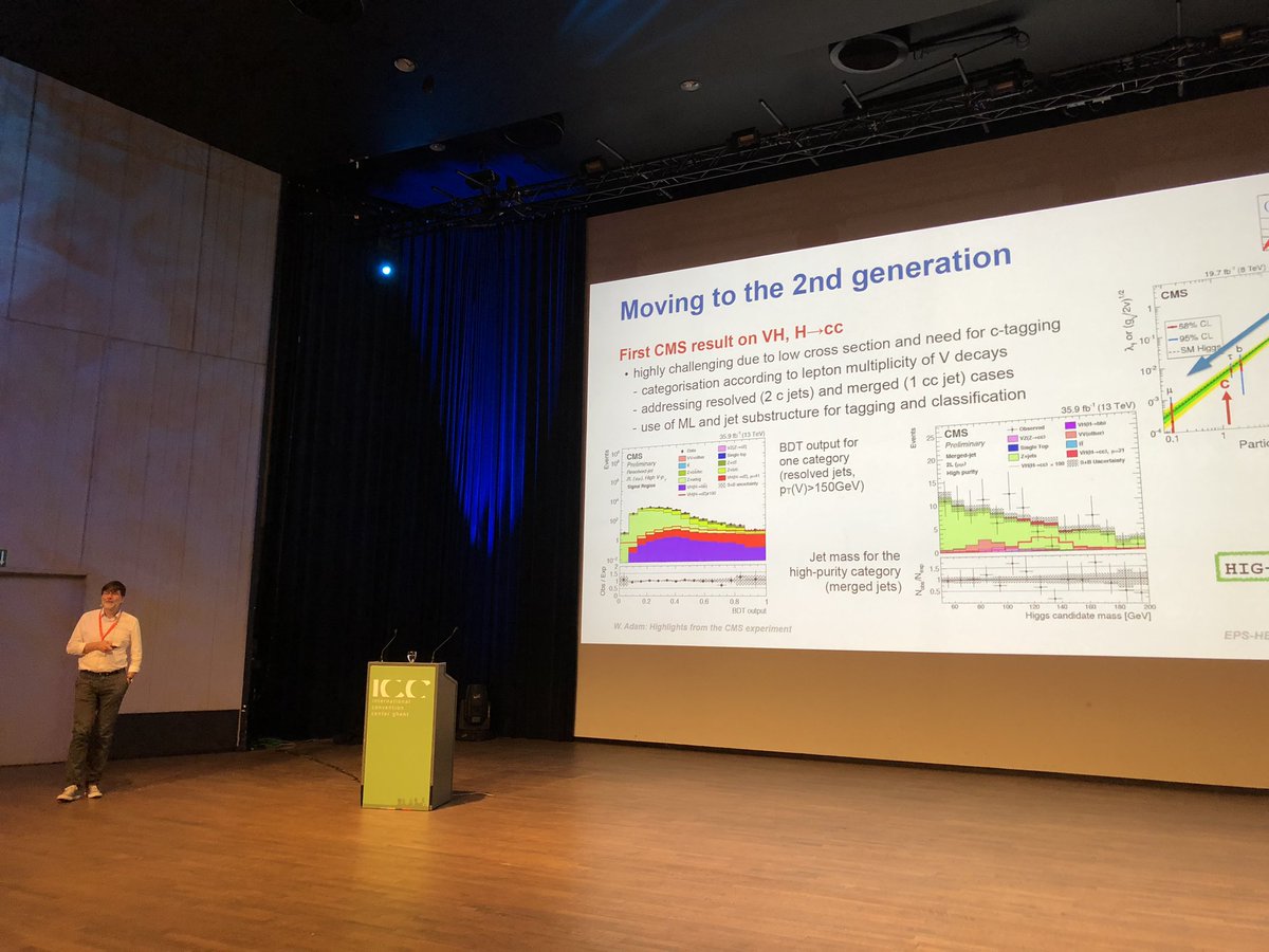 Physics Coordinator Wolfgang Adam presents the new CMS results for #EPSHEP2019 - including first results looking for the #Higgs boson interacting with charm quarks !
