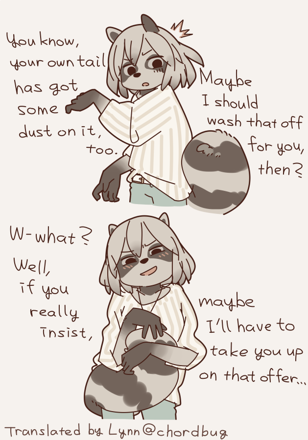 Raccoon senpai who likes to keep clean 