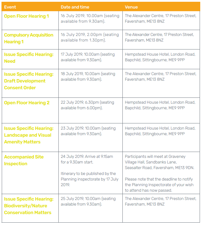 The first hearings for Cleve Hill Solar Park will take place this week. All agendas can be viewed on the Planning Inspectorate’s website ->    bit.ly/2JKYRcJ