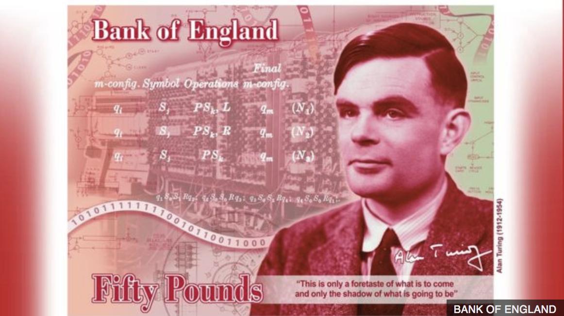 BBC's tweet image. Alan Turing, World War Two codebreaker and mathematician, will be the face of new Bank of England £50 note.  💵
👉 bbc.in/2LStuiY