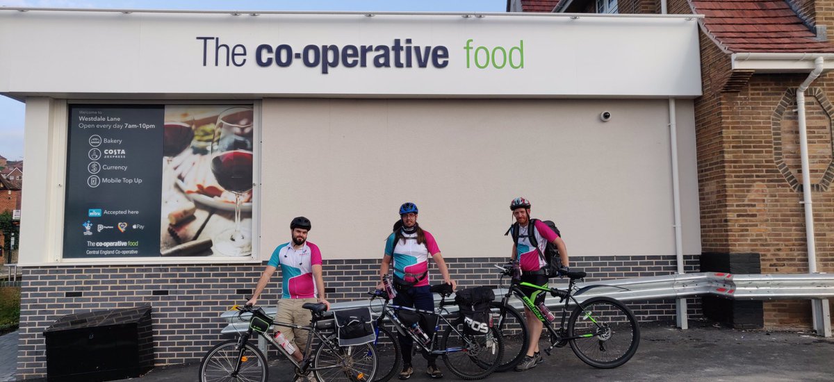jamesbarkercoop's tweet photo. Congratulations to David White, Robert Truman and Marc Chilton on a fantastic effort raising money for Dementia Uk. 160 mile round trip to Skegness by bike is very impressive, all in West 7 are really proud of your contribution! https://t.co/AH6LZvGr83