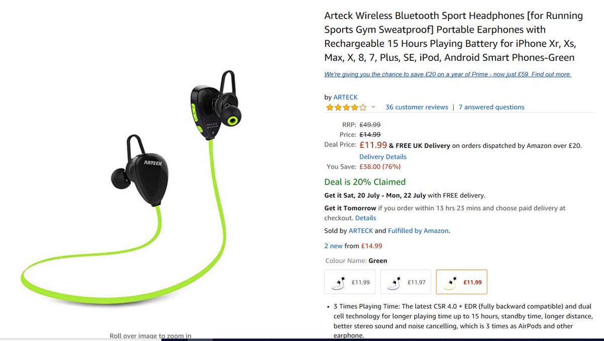 Williamjbird's tweet photo. Electronics Product with highest claimed discount, in Amazon, is a 76% reduction on RRP. This is a 20% saving based on published Price and potentially less of a bargain set against other highly discounted electronics. 
#ProfiteroPrimeDayWatch 
#PrimeDay 
#Profitero 
#primeday2019 https://t.co/oSqH04GsDk