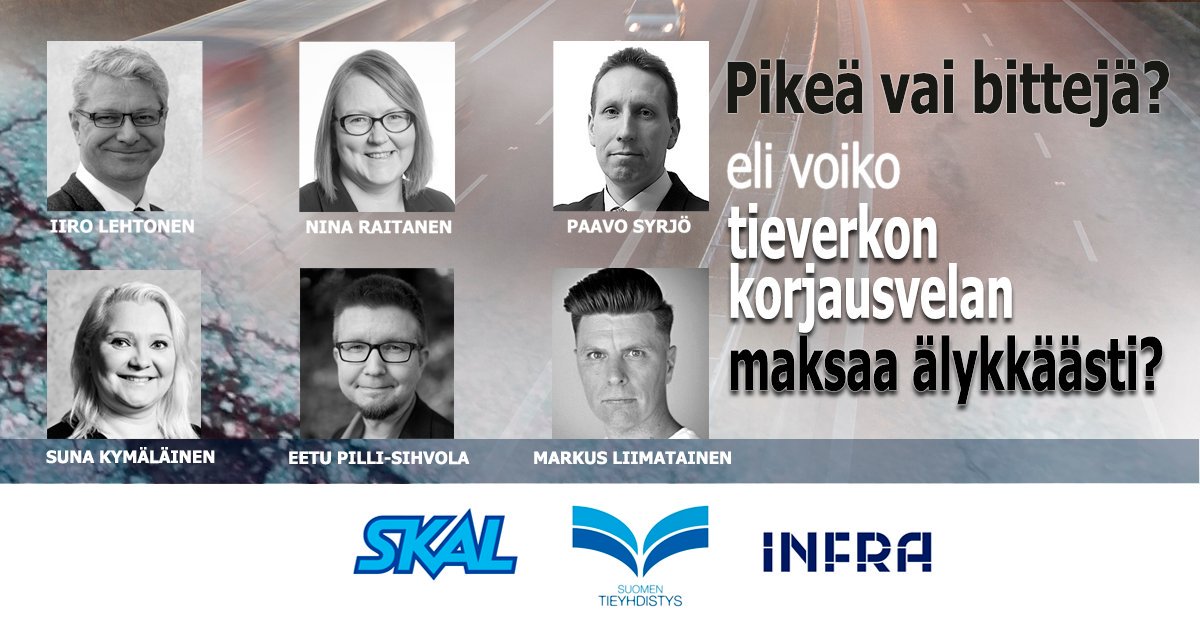SKALry's tweet photo. Torstaina @SuomiAreena'ssa #pikeävaibittejä-keskustelu tieverkon korjausvelasta. Eetunaukio klo 16. @LehtonenIiro ,@SunaKymlinen @Demarit ,@EPilliSihvola @TraficomFinland ,@NinaRaitanen @tieyhdistys ,@PSyrjo @INFRA_ry ja @MVELiimatainen @yleluonto #ihmistentakia #tietkuntoon https://t.co/3UdGW5Tpph