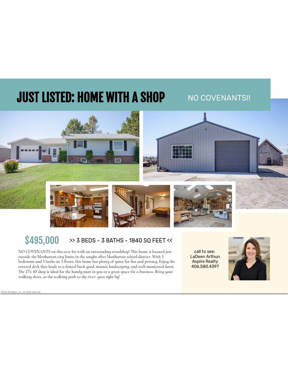 AspireRealtyMT's tweet photo. Looking for a spacious home with NO COVENANTS ? ! ? ! 
LaDeen Barrick Arthun may have just what you're looking for!

Give LaDeen a call to find out more 406.580.4397 https://t.co/vmfgkzwBdz